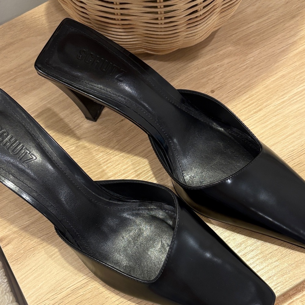 SCHUTZ size 9.5 new leather heel mules Rosie - Picture 2 of 8